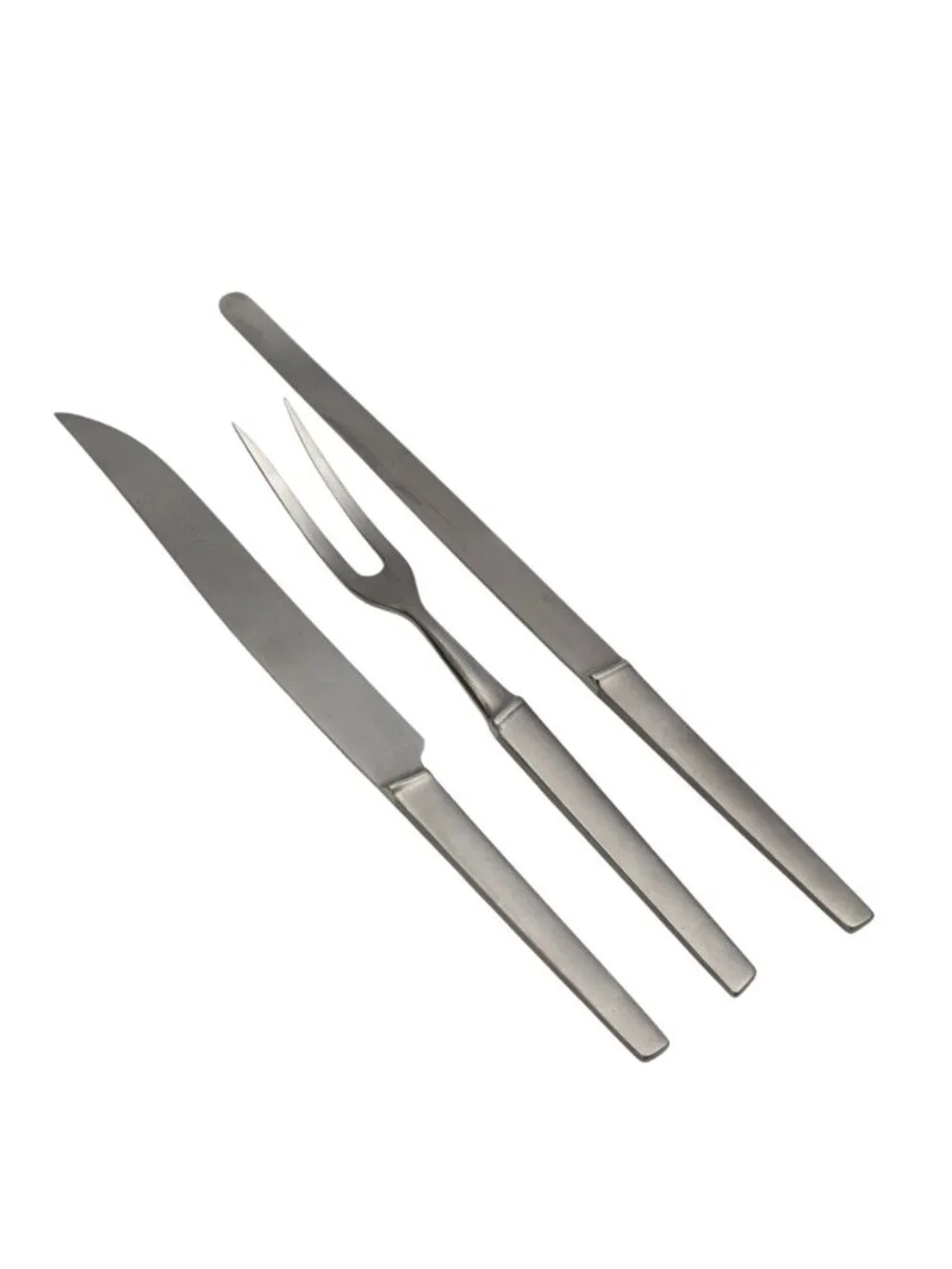 Vintage Arthur Salm Austria 3pc Carving Set MCM Danish Modern Stainless Leather